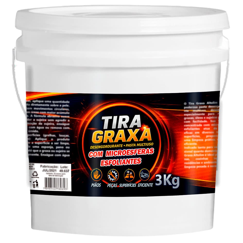 Pasta Lava Mãos Mecânico 3kg Desengraxante Tira Graxa Microesferas Oficina Automotiva Peças Indústria Manutenção Pesada