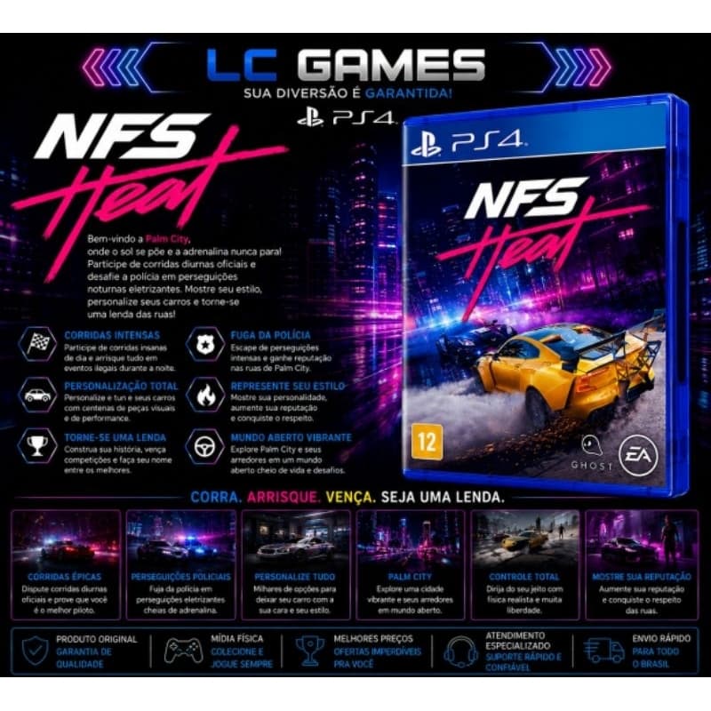 PS4 - NFS Heat mídia física 📀(usado)*