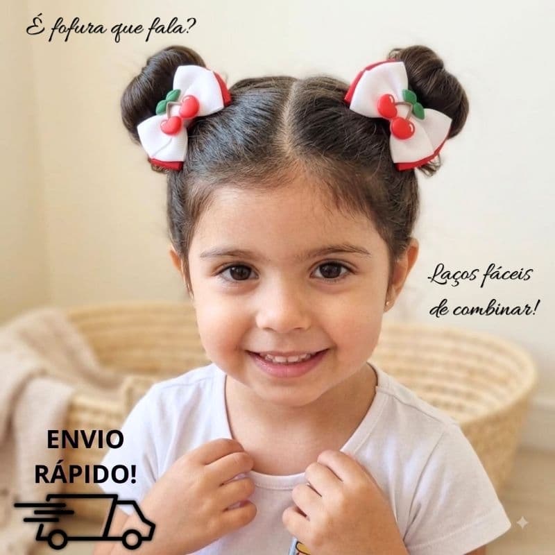 Laço cereja Par de laços cerejinhas  Laços cerejinhas