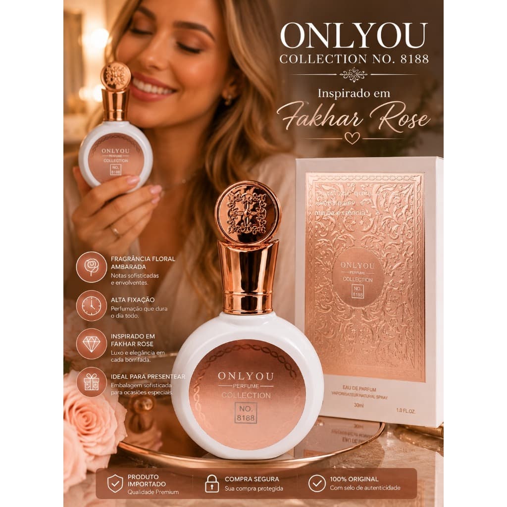 Perfume Feminino Onlyou Collection 8188 30ml Inspirado no Fakhar Rose Floral Sofisticado