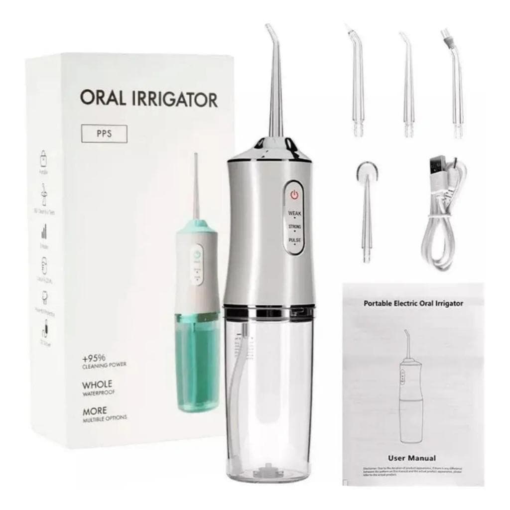 Irrigador Dental Portátil Recarregável USB 220ml Higiene Bucal Completa e Limpeza Profunda