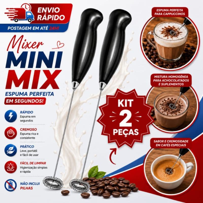 Mixer Elétrico Portatil  Kit 2 peças ou 1 Unidade Para Claras de Ovos Leite Café  Utensílios de Cozinha Promoção