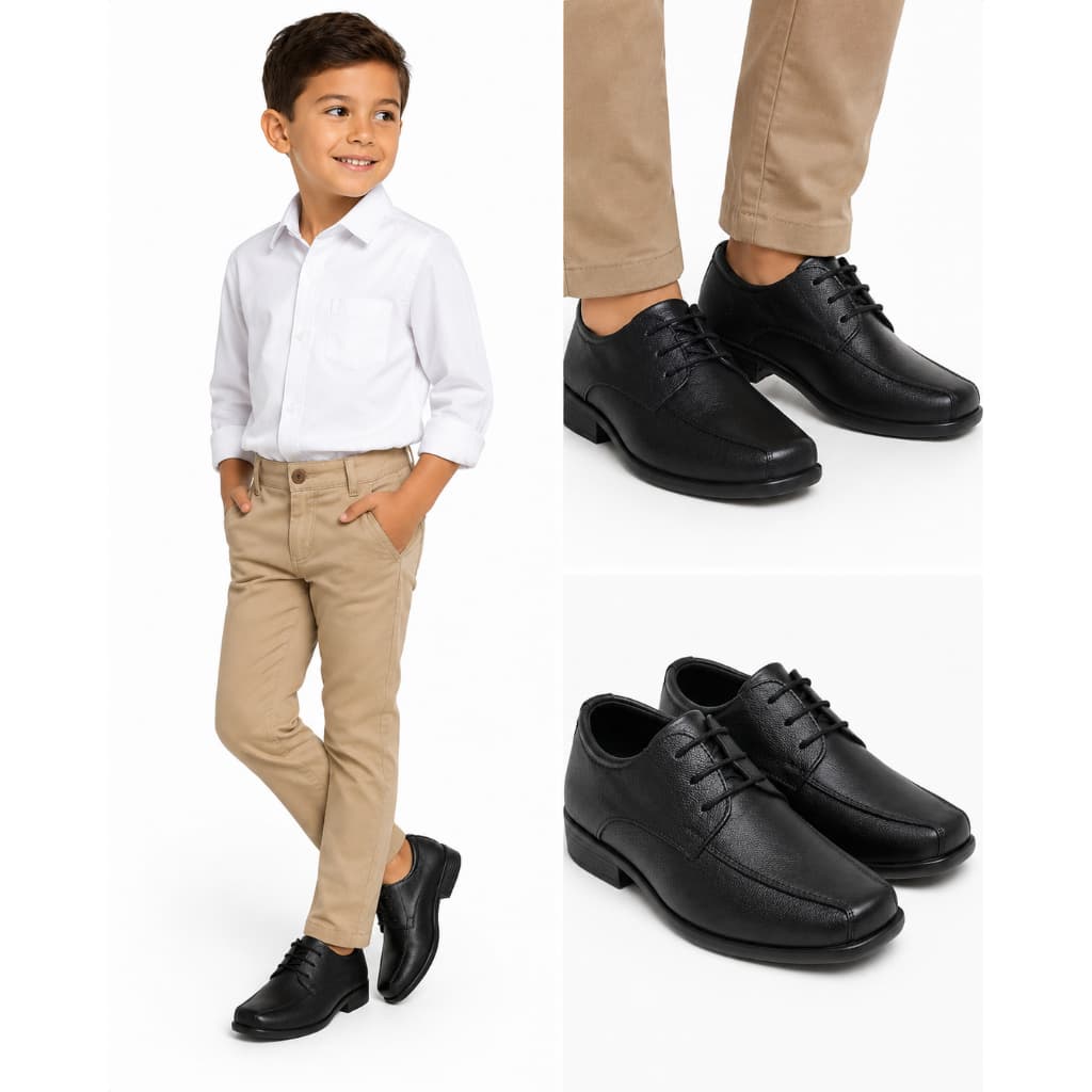 Sapato Social Infantil Masculino Preto Clássico Confortável Menino Festa 27 ao 36