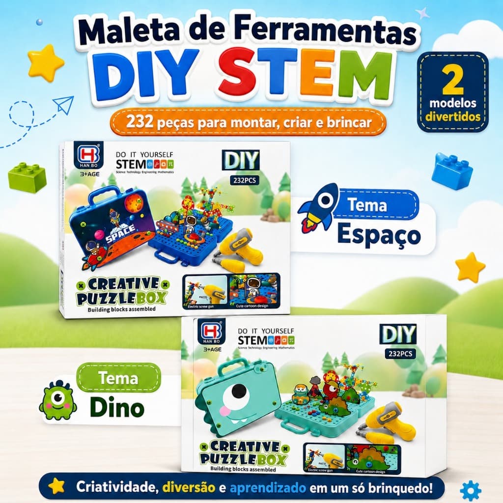 Maleta de Ferramentas Infantil Kit 232/69 Peças brinquedo de Montar