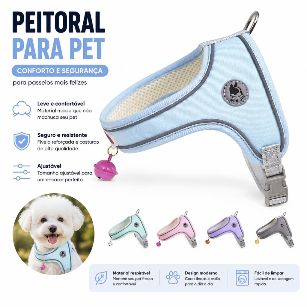 Coleira de Cachorro Peitoral Trela Para Cães facil para vestir Cachorros e Gatos Pet Colete Com Guia