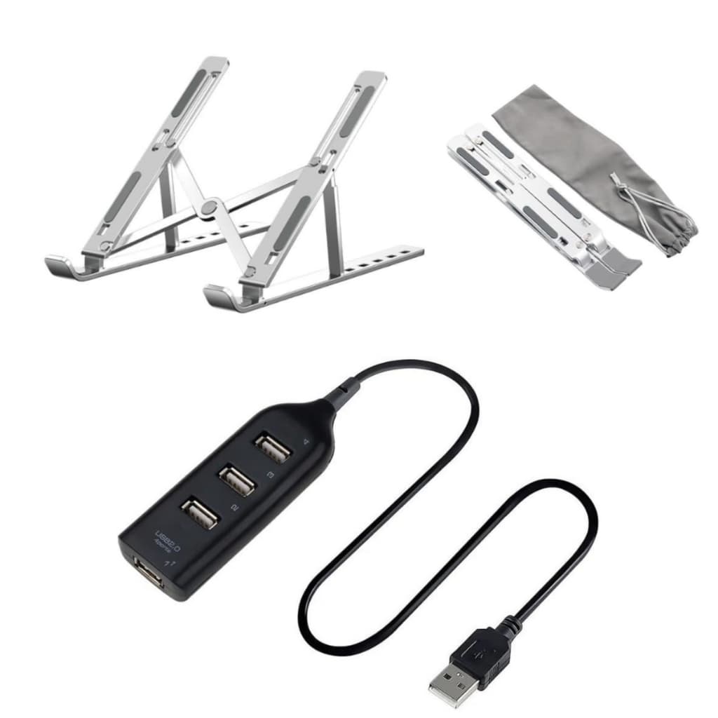 Suporte Notebook com Hub USB 4 Portas 2.0 Kit Prático e Funcional