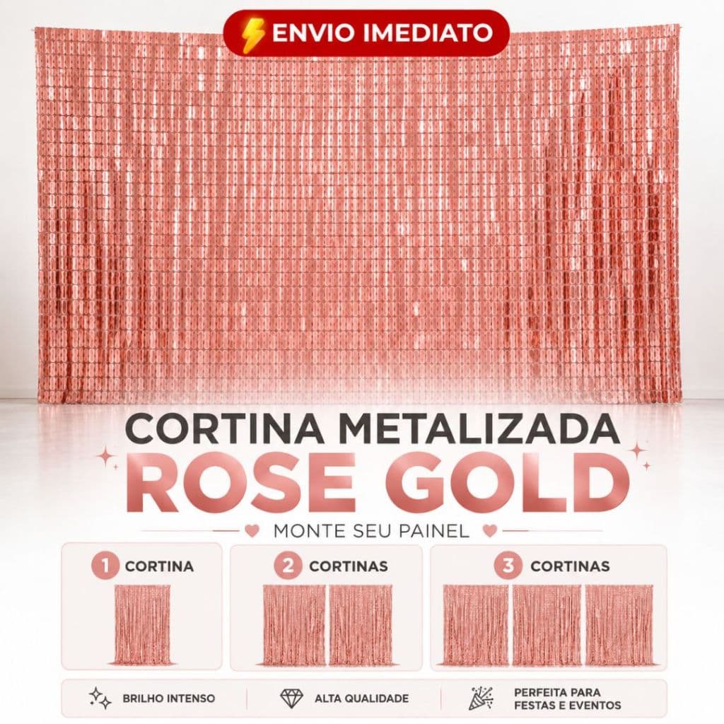 1/2/3 Cortina Quadriculada Rose Gold Painel Metalizado Decoração Aniversário Festa Surpresa