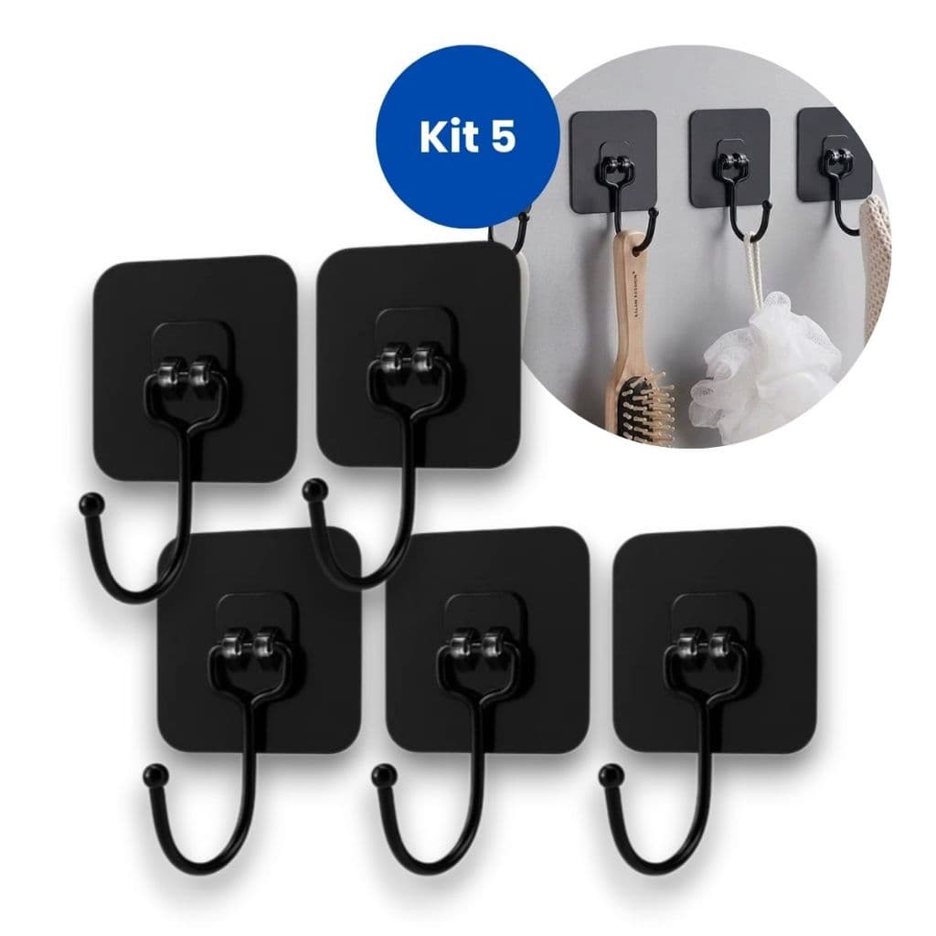 Kit  Ganchos Adesivos Transparente – Organizador Multiuso para Banheiro e Cozinha
