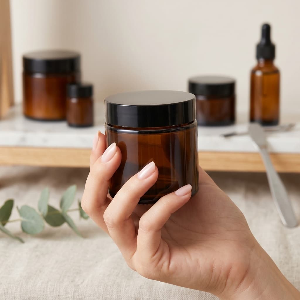 Kit C/ 24 Potes De Vidro 100ml Âmbar Cosméticos Velas Cremes