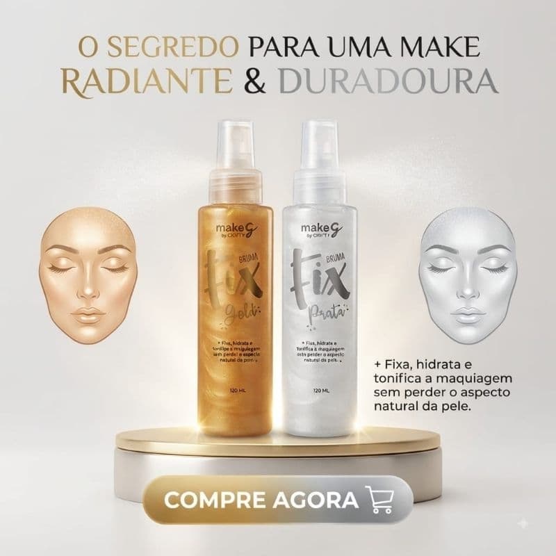 Brumas Fixadoras Make G by GRIFFY (Gold e Prata) – Fixa, Hidrata e Tonifica!