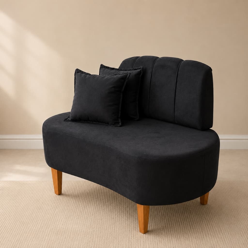 Sofá Namoradeira Orgânica Feijão Moderna Luxo 1,15 Comprimento Pés De Madeira - Envio Imediato