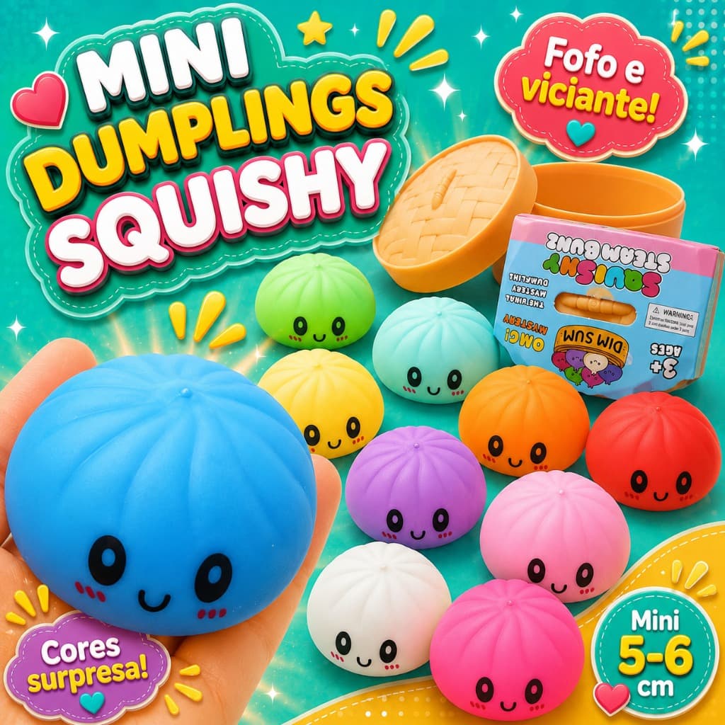 Taba Squishy Mini Dumplings Com Carinha Bolinho Chinês Tik Tok Apertar Anti Stress