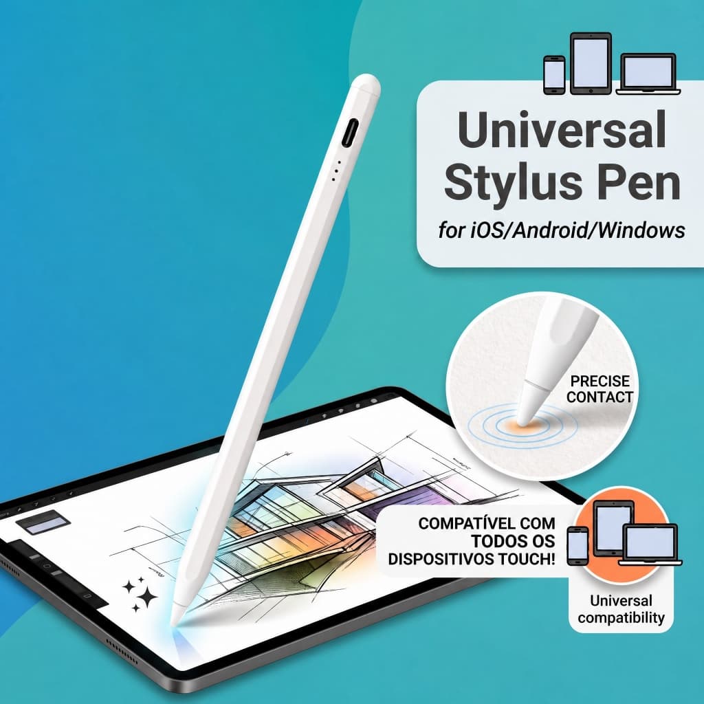 Caneta Touchscreen Stylus Universal Para Celular Tablet e Tela Touch