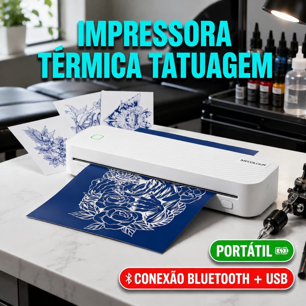 Máquina Impressora Térmica A4 Decalque Tattoo Tatuagem Transfer Bluetooth Portátil Sem Fio IOS Android