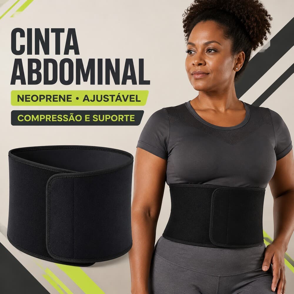 Cinta Abdominal Térmica em Neoprene Ajustável com Velcro Faixa de Compressão Unissex para Treino Academia e Uso Diário