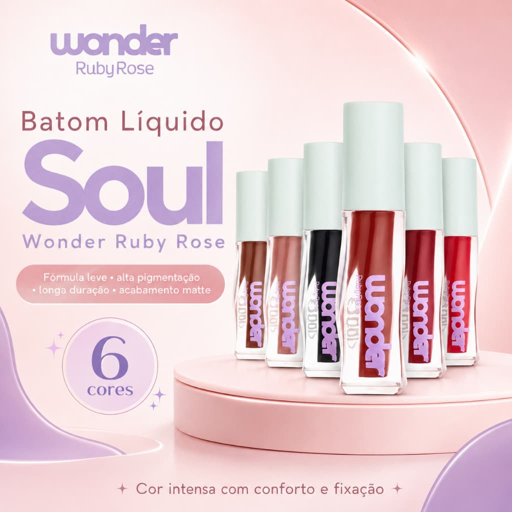 Batom Líquido Soul Wonder Ruby Rose Matte Alta Pigmentação