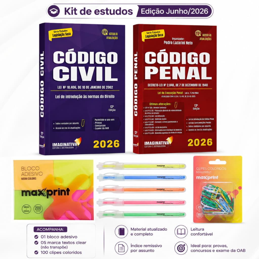 Código Civil + Código Penal Edição Junho/2026 | Kit de estudos atualizado