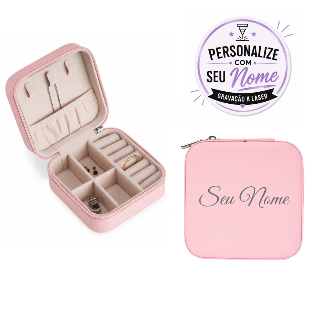 Mini Porta-Joias Personalizado com Nome | Organizador de Bolsa para Anéis e Brincos