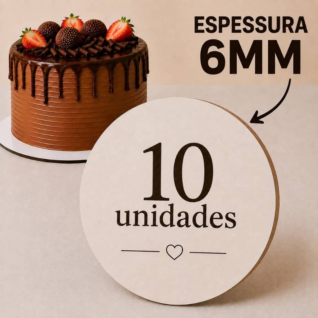 Cake Board 6MM KIT com 10 unidades Branco Mdf 6mm Tabuleiros Confeitaria  base para bolo frios cakeboard