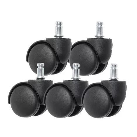 KIT 5X Rodízios/Rodinhas de Polipropileno para Cadeira de Escritório e Gamer
