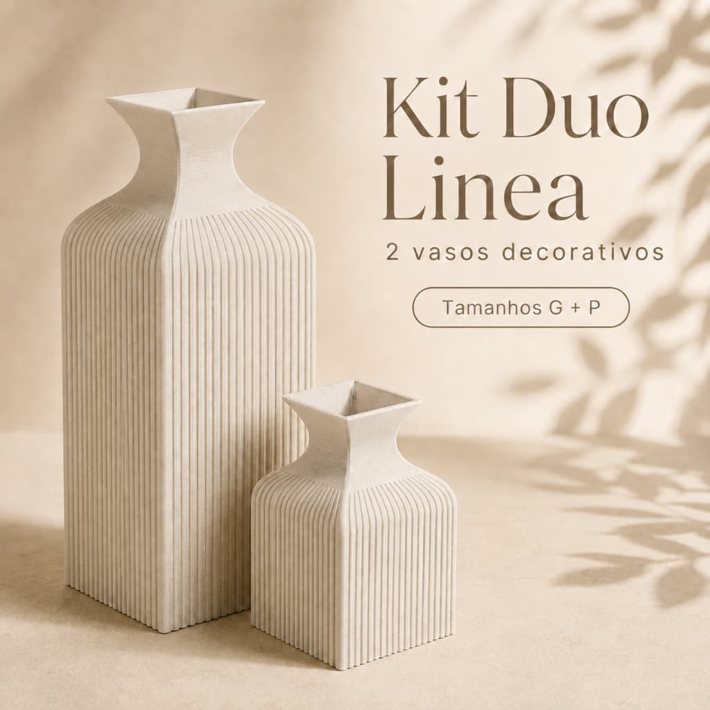 Kit Duo Linea 2 Vasos Decorativos Canelados Cachepot Moderno Para Decoração Interna
