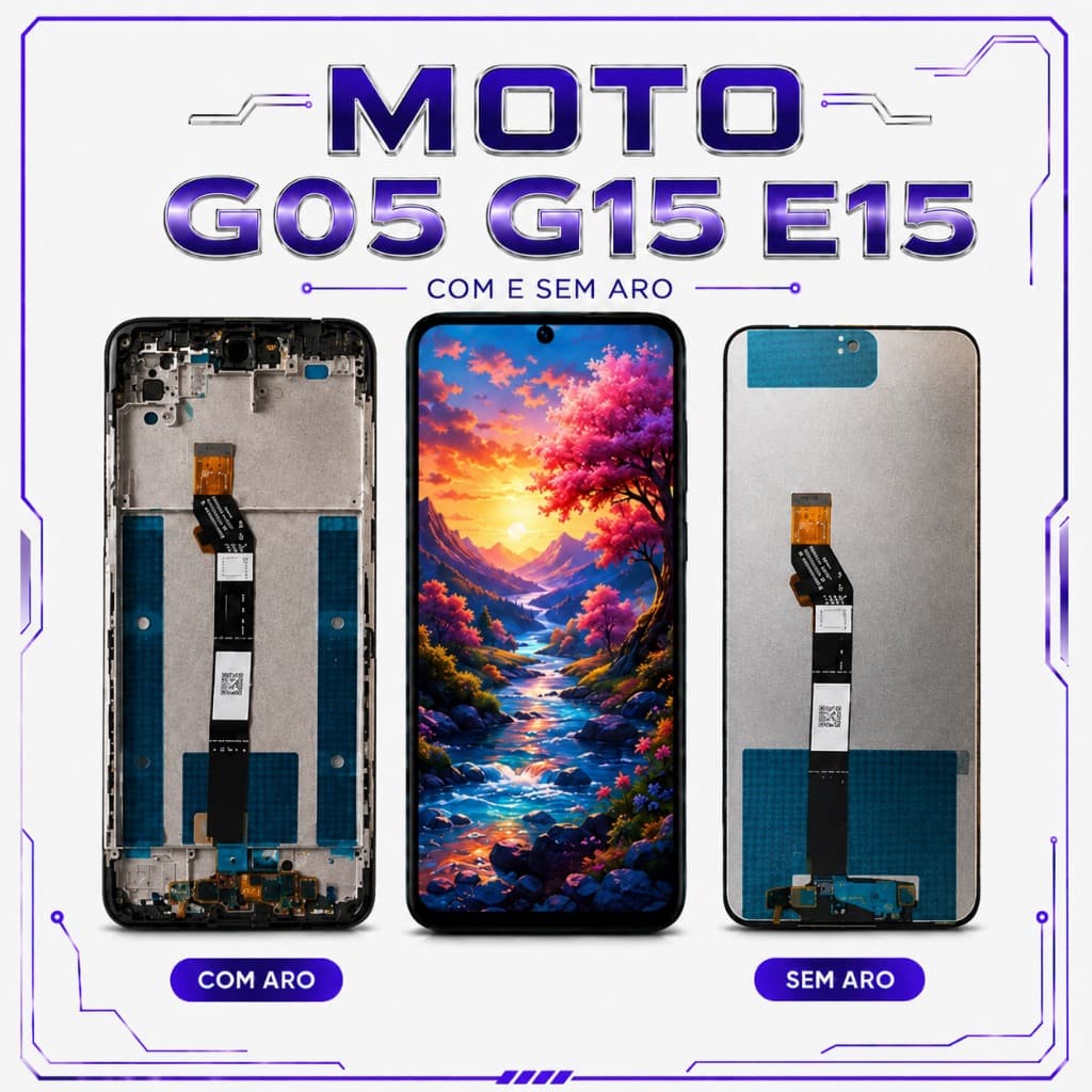 Tela LCD para Motorola Moto G05 G15 E15 – Display Premium Testado, Toque Preciso, Cores Vivas, COM ou SEM ARO