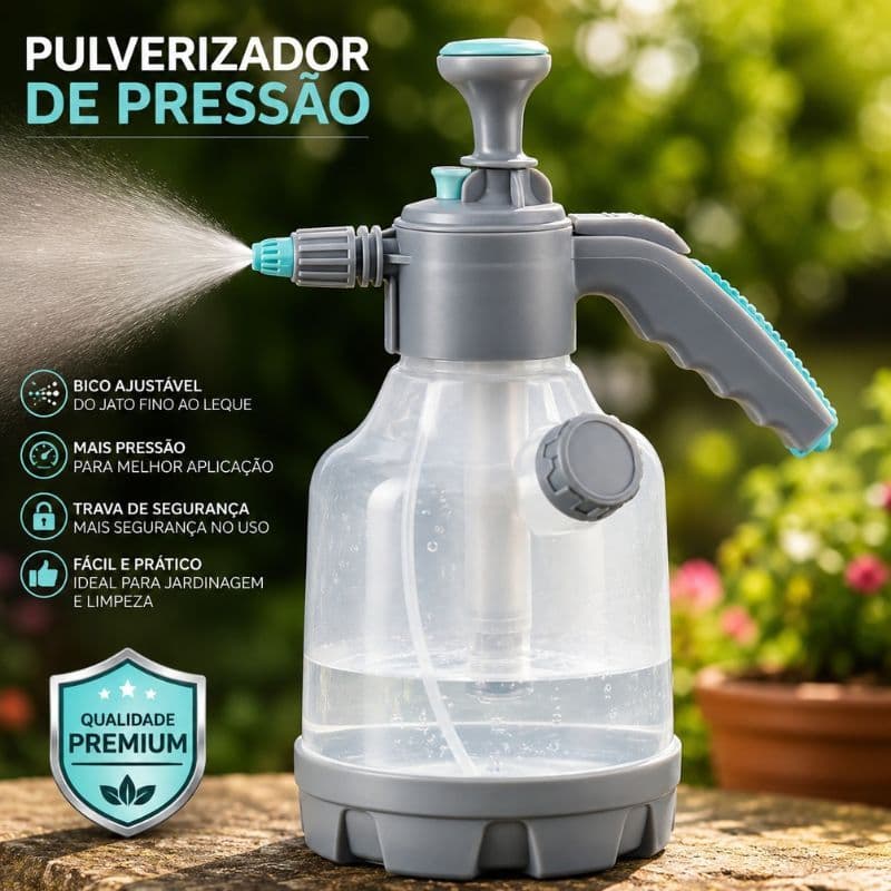 Pulverizador Manual Pressão com Bico Ajustável Borrifador Spray Multiuso Jardim Limpeza Carro