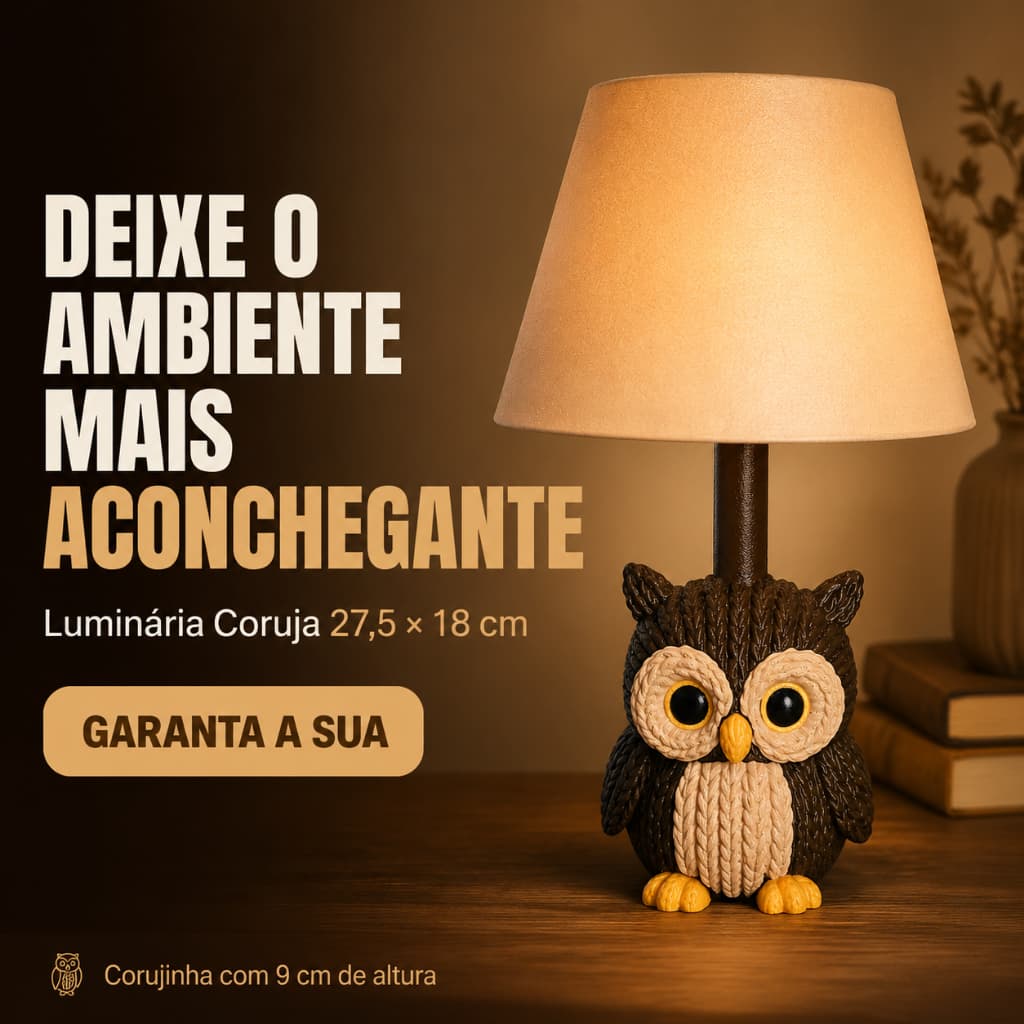 Luminária decorativa em formato de coruja para presente.