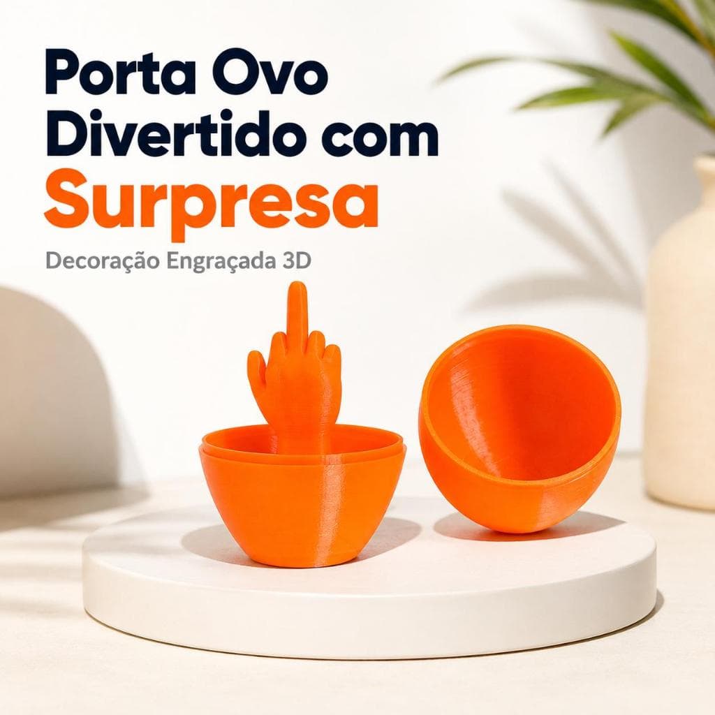 Porta Ovo Divertido com Surpresa - Decoração Engraçada 3D