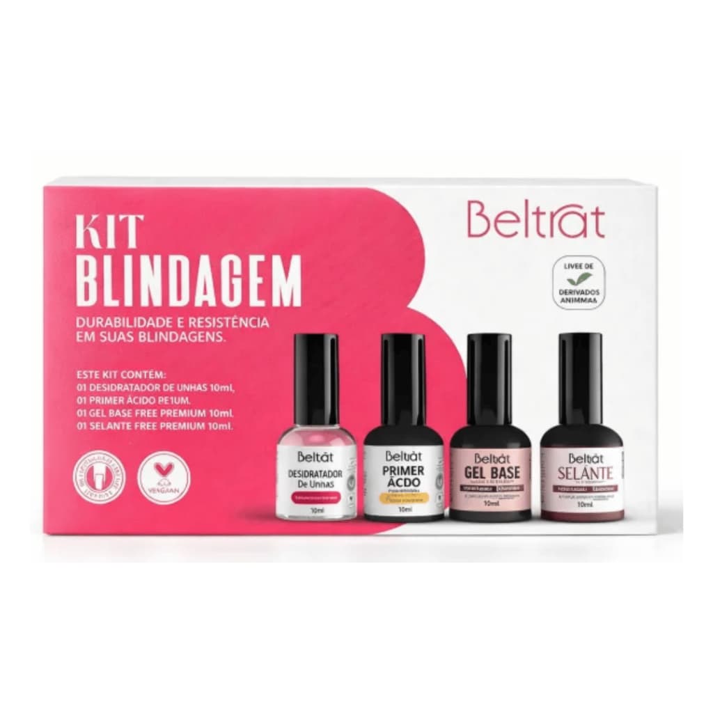 Beltrat Kit Blindagem Unhas Gel Uv Profissional 4 Produtos Kit Completo Manicure