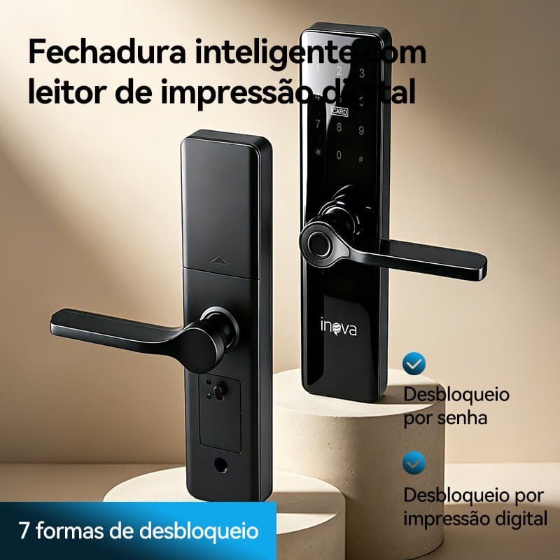 INOVA Fechadura Digital Biométrica Inteligente Com Corpo De Trava YS-12884-black Fechaduras mais seguras e inteligentes
