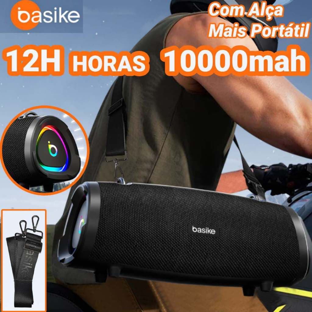 Basike Caixa de Som Portátil Bluetooth 160W Graves Fortes 10000mAh IPX6 À Prova D'água RGB TWS USB Som Estéreo Boombox