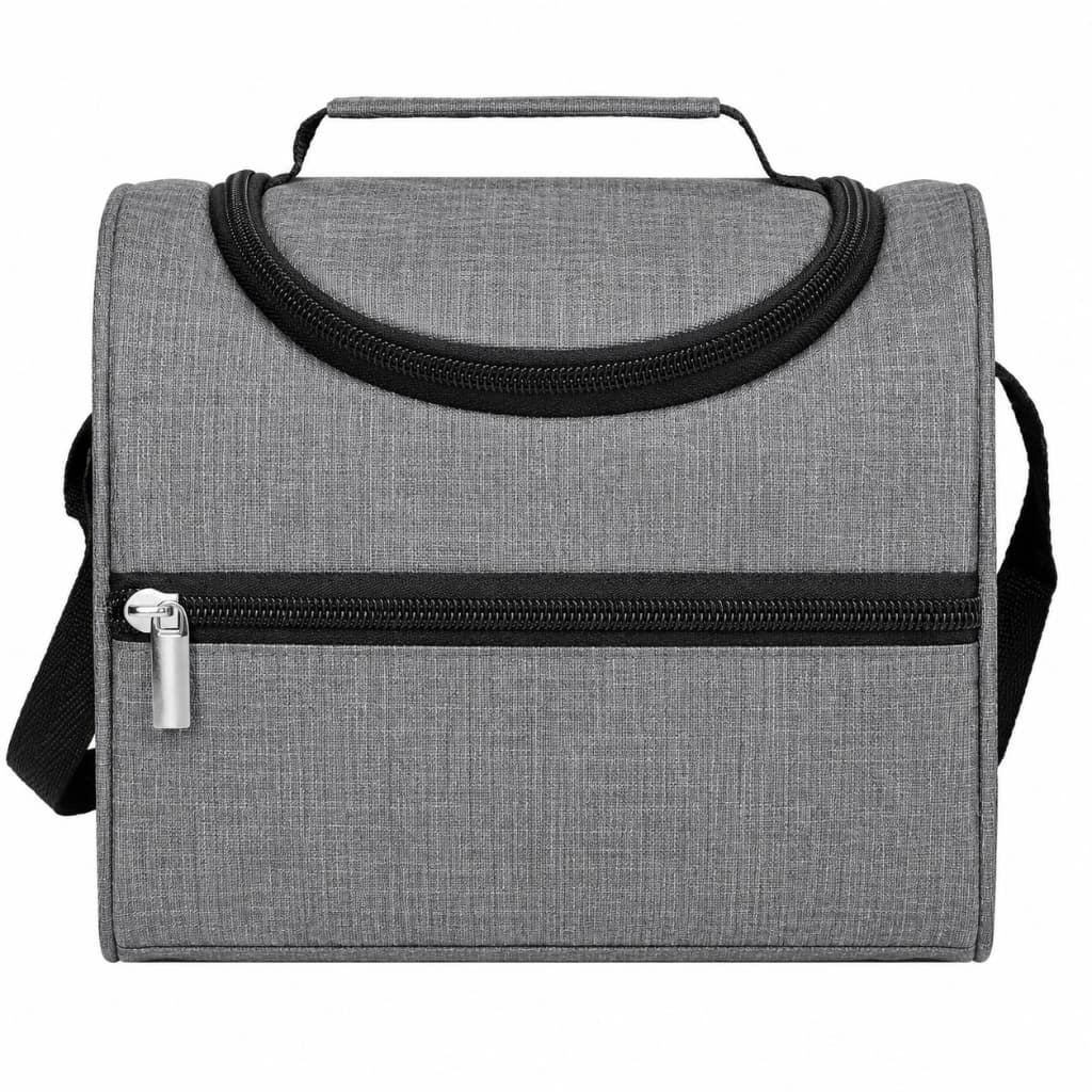 Bolsa Térmica Lancheira Luxo para Marmita Cinza com Alça 20x20x12cm