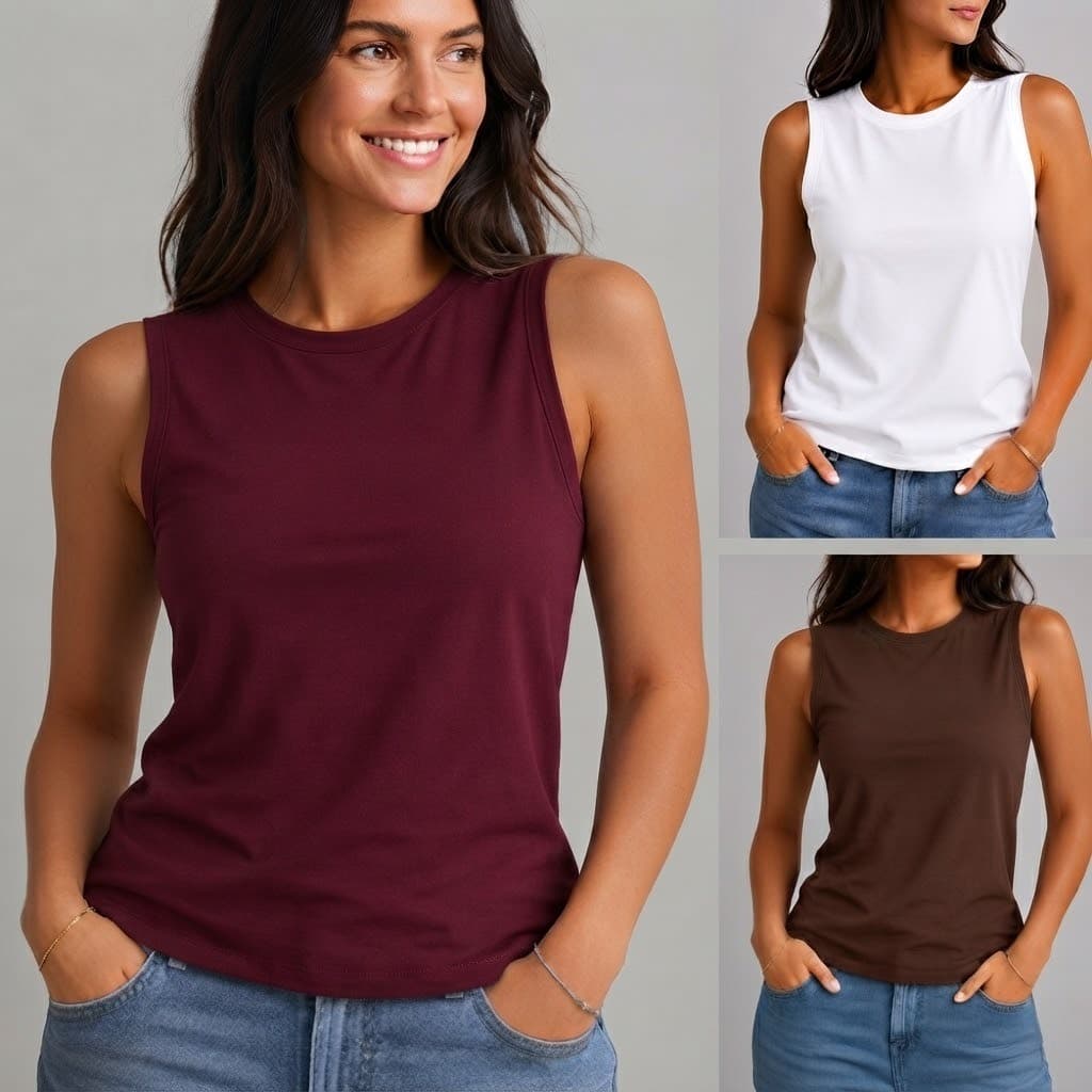 Kit 3 Blusa Regata Feminina  Básica Confortavel Gola Redonda