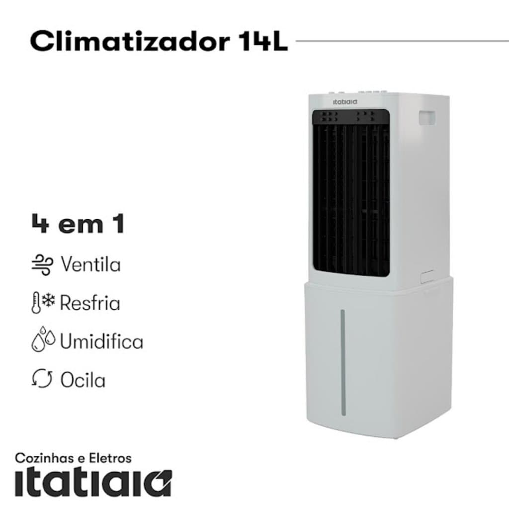 Climatizador de Ar 14L 220V 4 em 1 Ventila Resfria Umidifica e Oscila