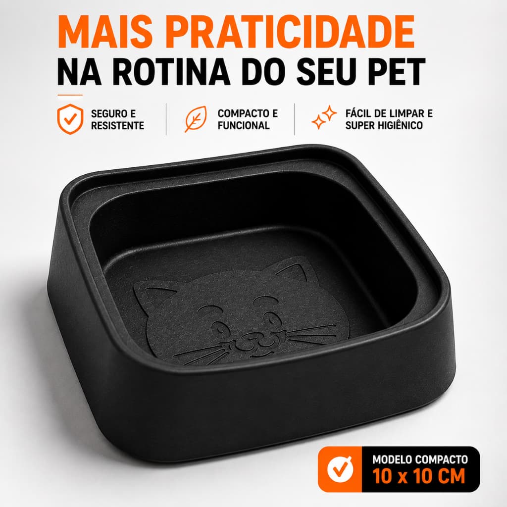 Comedouro Pet Gato Cachorro Ração Água 10x10cm Alimentador Tigela