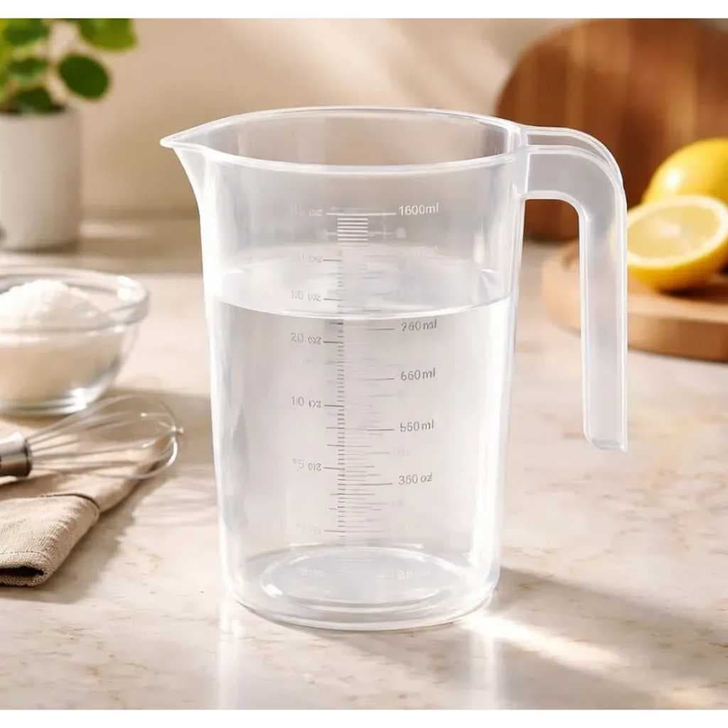 Jarra Medidora 1 Litro Plástica Transparente Resistente Graduada - Copo Medidor de Líquidos para Cozinha Multiuso