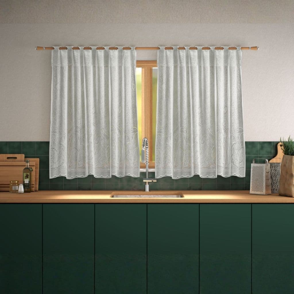 Cortina de Renda de Cozinha Flores 2,50m x 1,25m + 20cm Bandô Beija Flor Diversas Cores