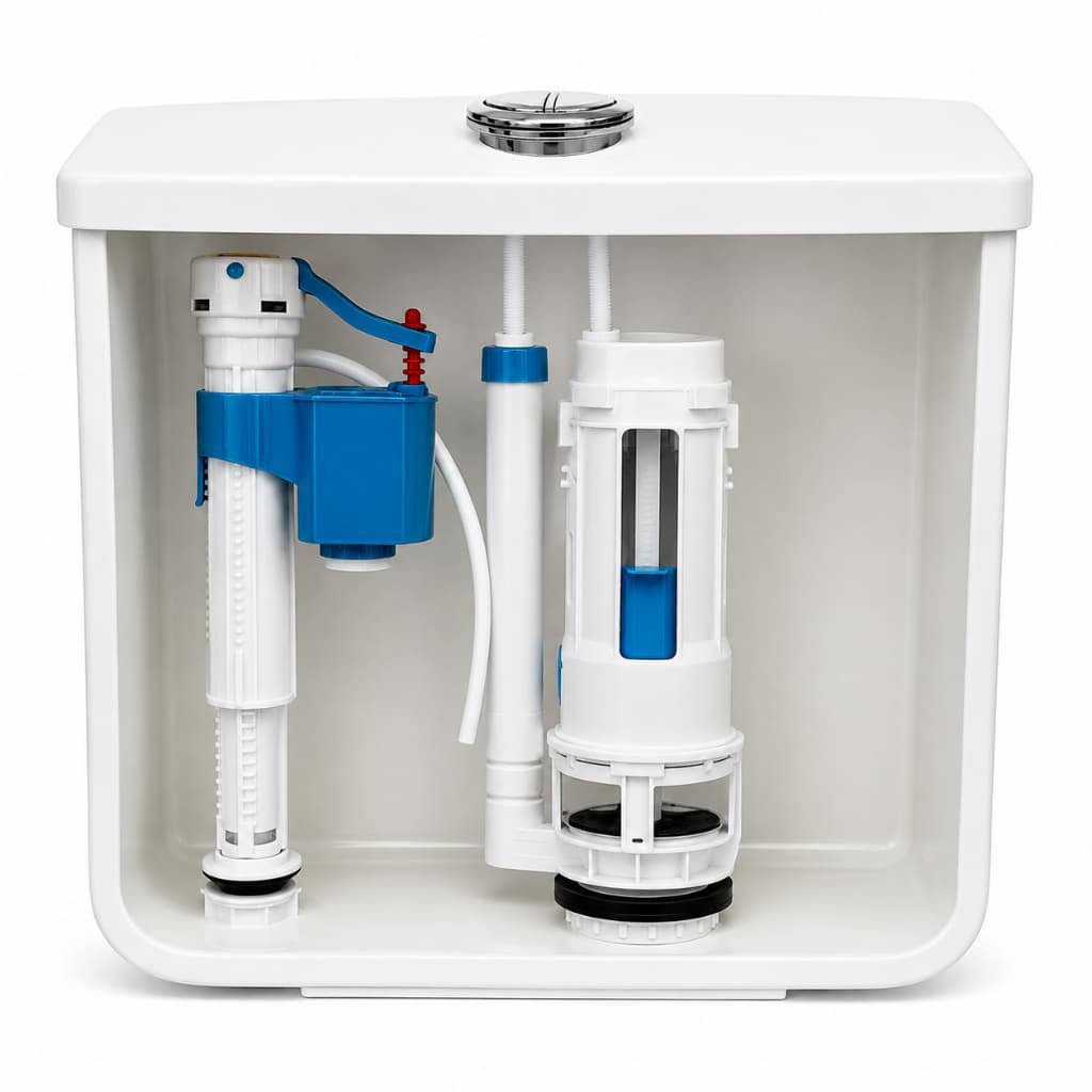 Kit Mecanismo Descarga Botão Duplo Caixa Acoplada Completo 3/6L Universal