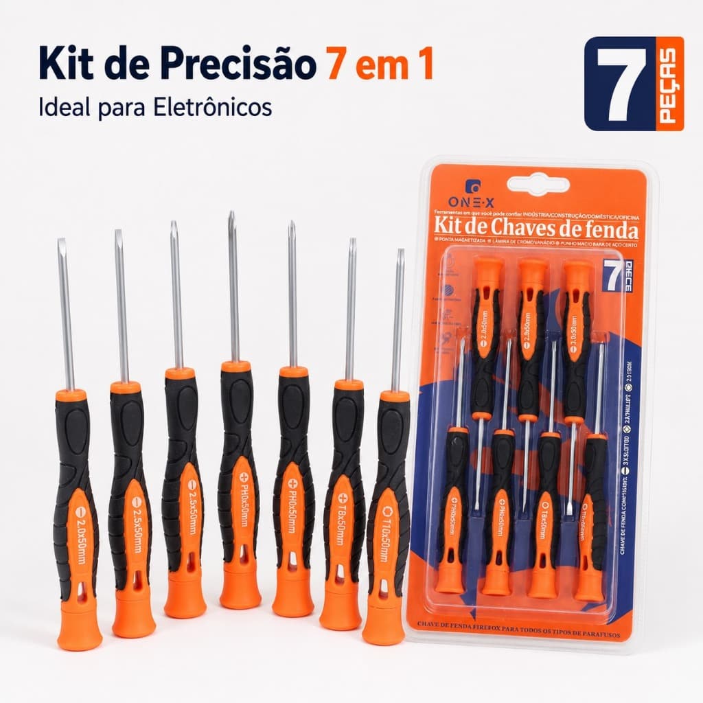 Kit Chaves de Fenda Precisão 7 em 1 Ferramenta Ideal para Eletrônicos
