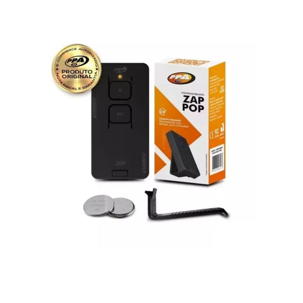 Kit 10 Controles Remoto para Portão Zap Pop PPA 433,92 Preto