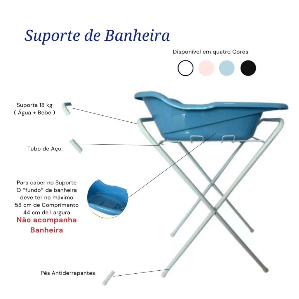 Suporte Banheira Infantil Universal Compacto Compatível Com 90% Das Banheiras