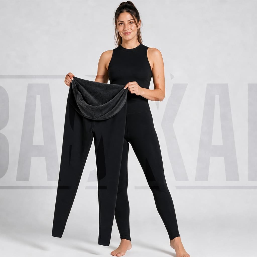 Calça Legging Flanelada Peluciada Feminina Térmica Preta Cintura Alta Grossa Forrada Inverno