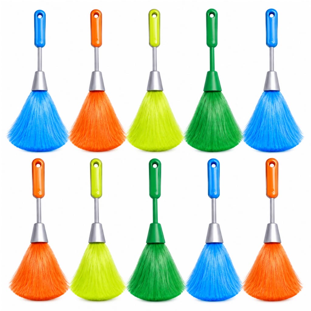 Kit 10 Espanadores Max Clean Nylon Verde com Cabo Plástico