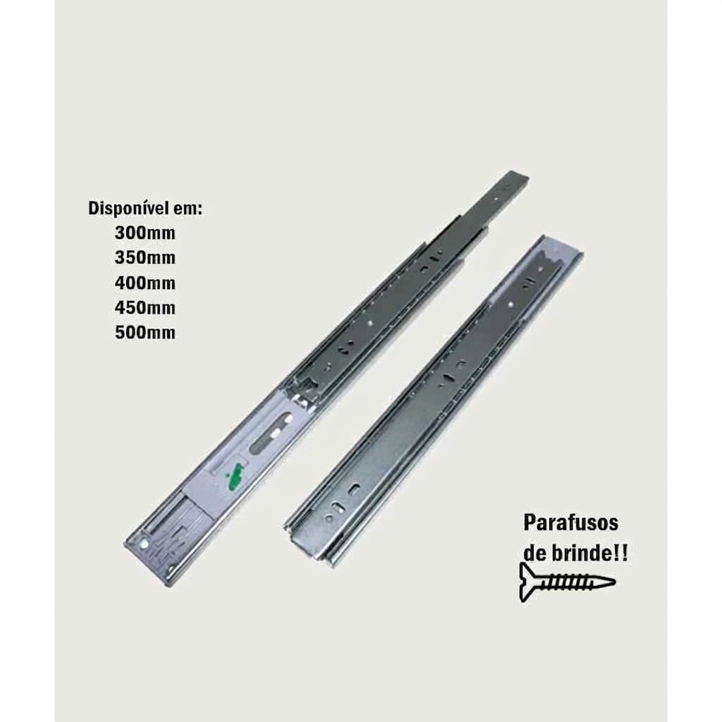 Par Corrediça Trilho Telescópico Fecho Toque/Push Open 40 Kg H-45 - Hd