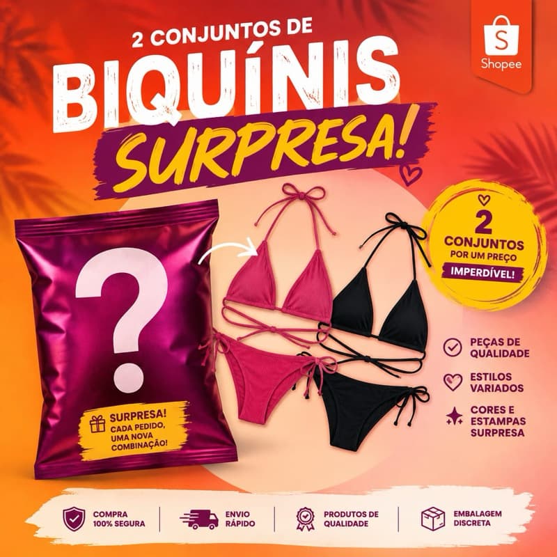 Biquínis surpresa com 2 conjuntos de Biquínis com ótima qualidade ( biquínis com as cores do verão) alta do verão