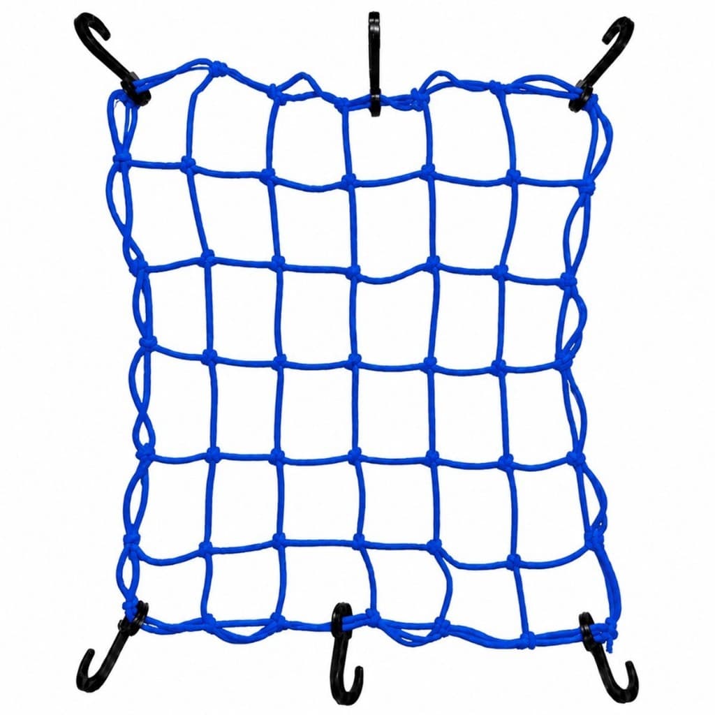 Rede Elástica Aranha Moto Bagageiro Redinha Azul Bic 35x35 Gancho A Gancho
