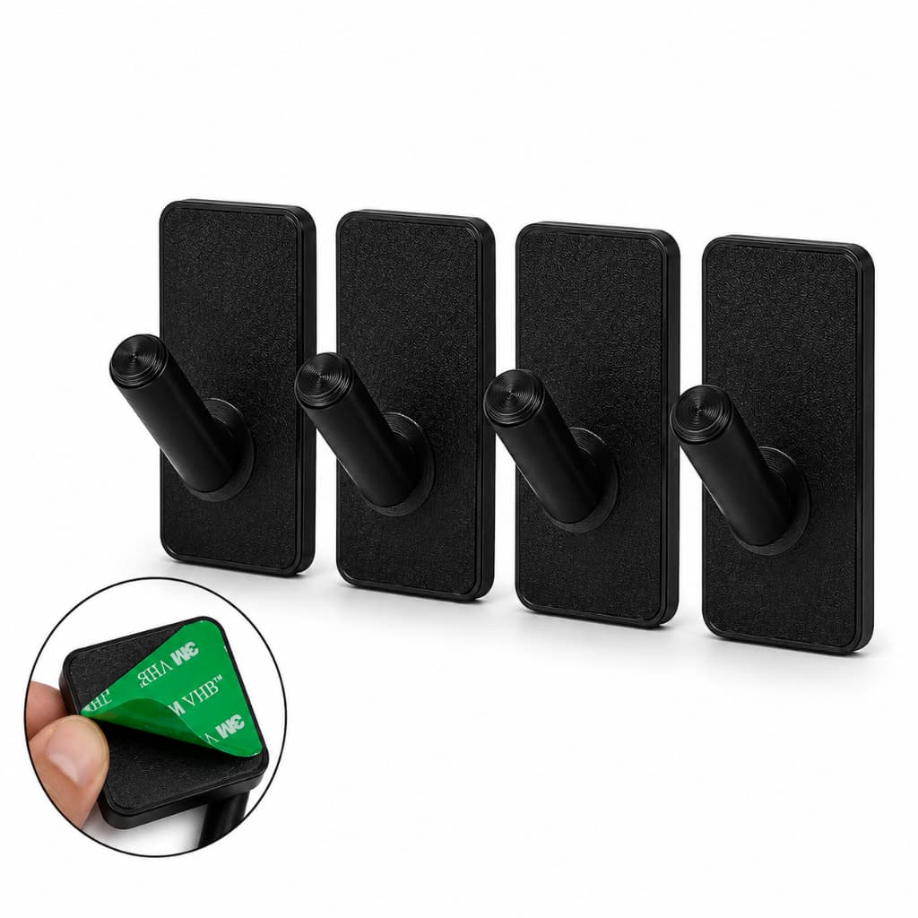 Kit 4 Suporte Gancho Pendurar Banheiro Cozinha Adesivo Multiuso Parede Toalha Pano Cabide Sem furo Dupla Face Simples