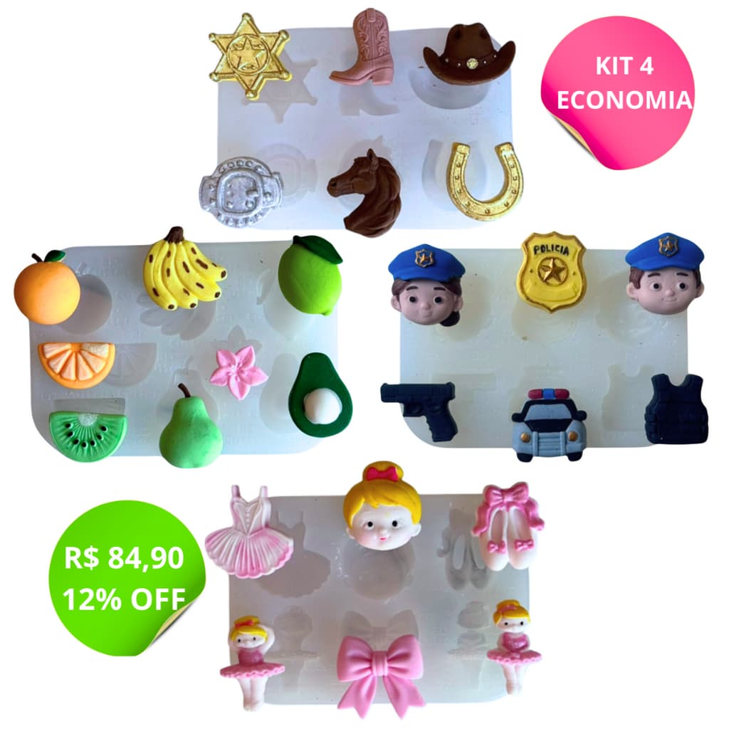 Combo Moldes Silicone para Artesanato  - Kit 4 unidades - 12% OFF ( Escolha os modelos no chat)