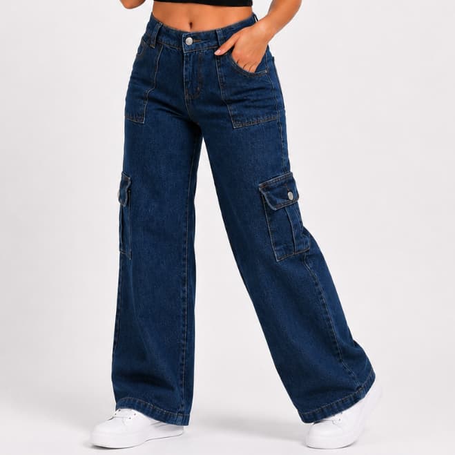 Calça Jeans Cargo Feminina Juvenil Jeans